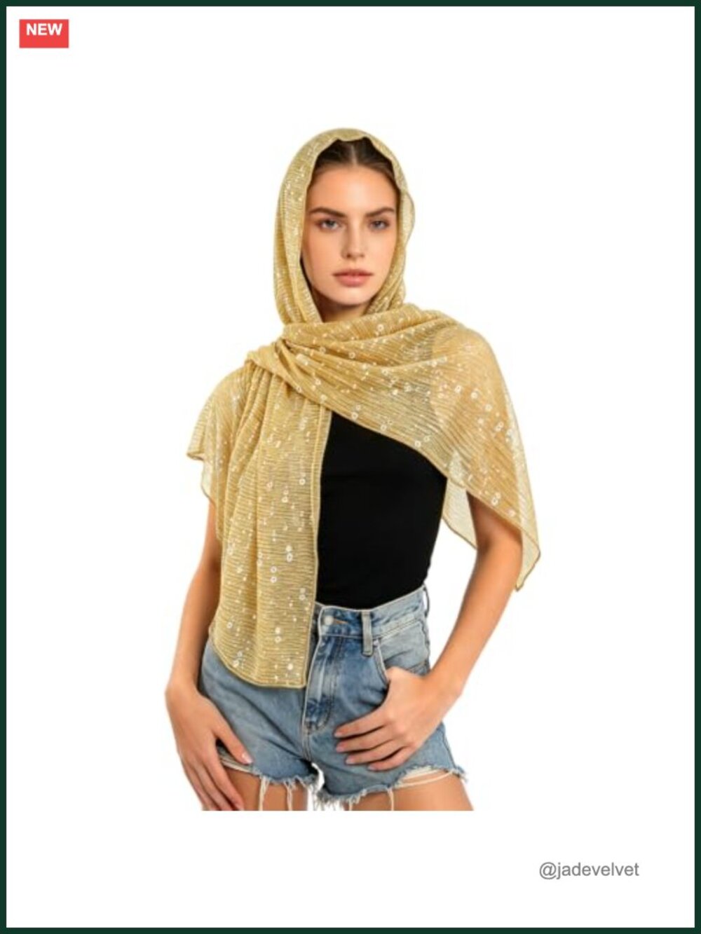 Women's Sequin Rave Scarf Hijab Head Scarf Festival Shawl